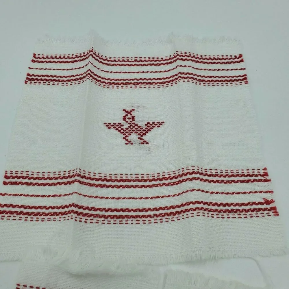 9 Charming Vintage White Red Cocktail Napkins with Different Designs Cherries